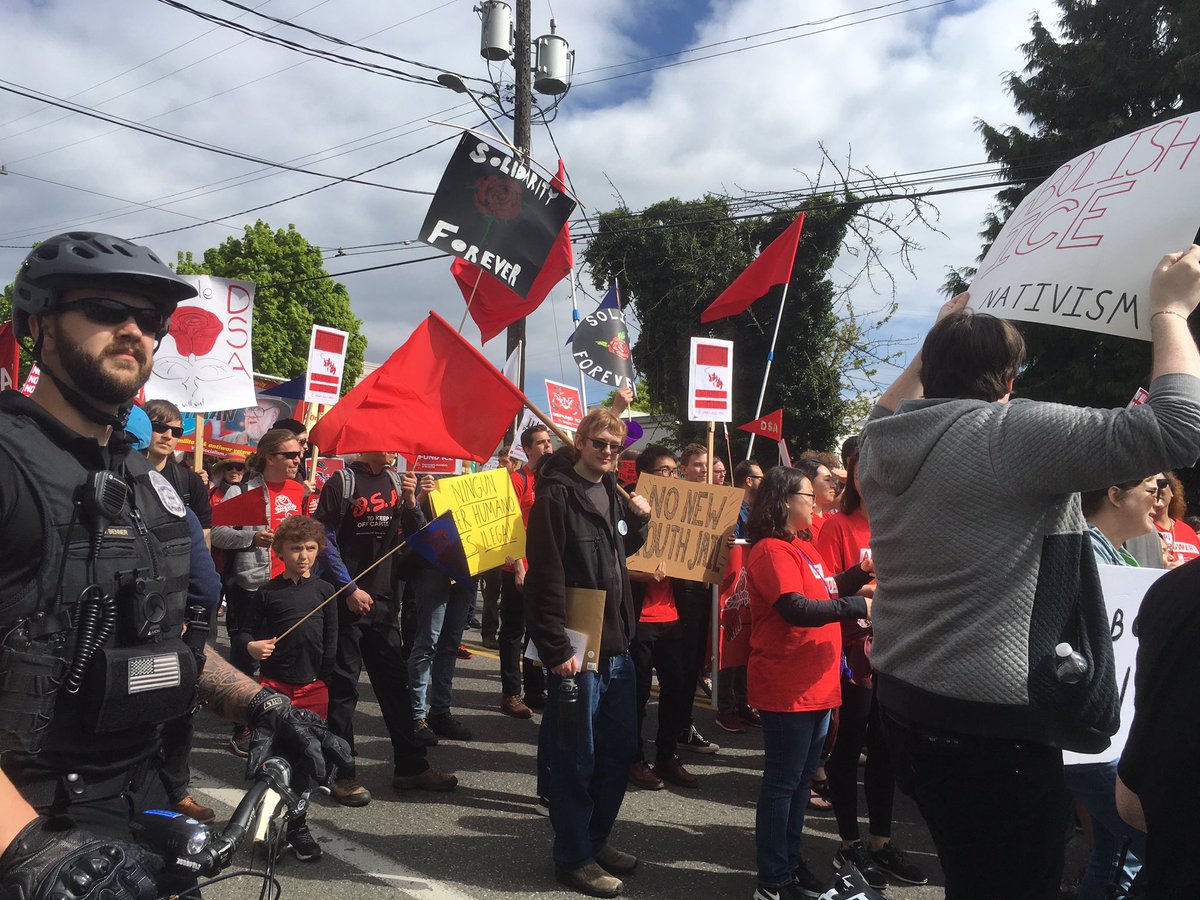 elijsanders's tweet photo. "No justice, no peace. Abolish the police." #MayDaySea https://t.co/0WFGXXJ3zU