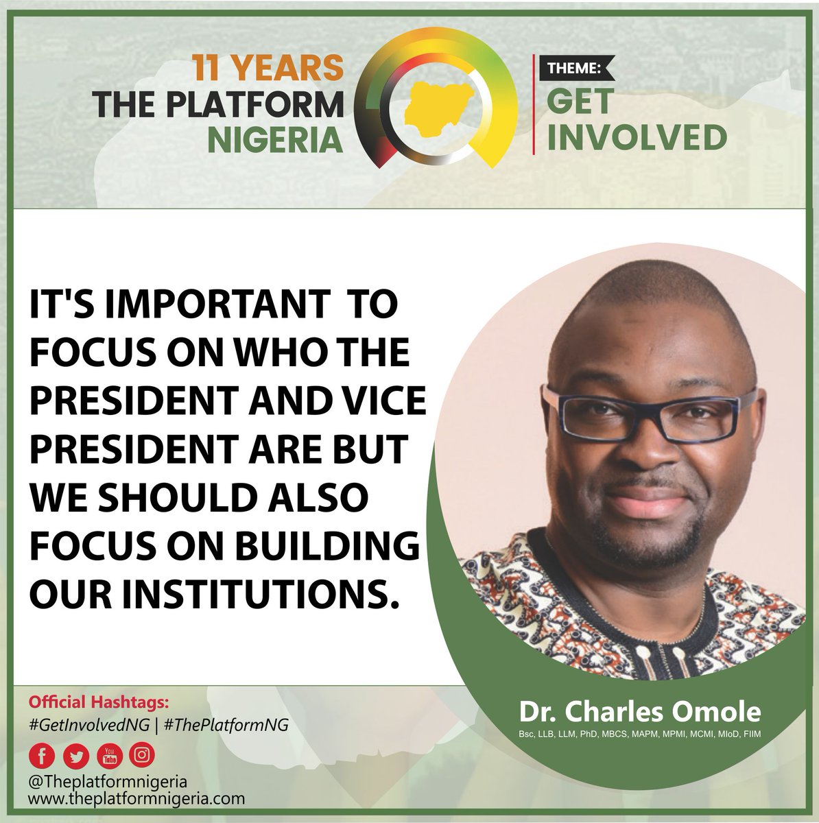 bukoladigital's tweet image. Dr. Charles Omole's quotes #ThePlatformNG today. 

#GetInvolvedNG