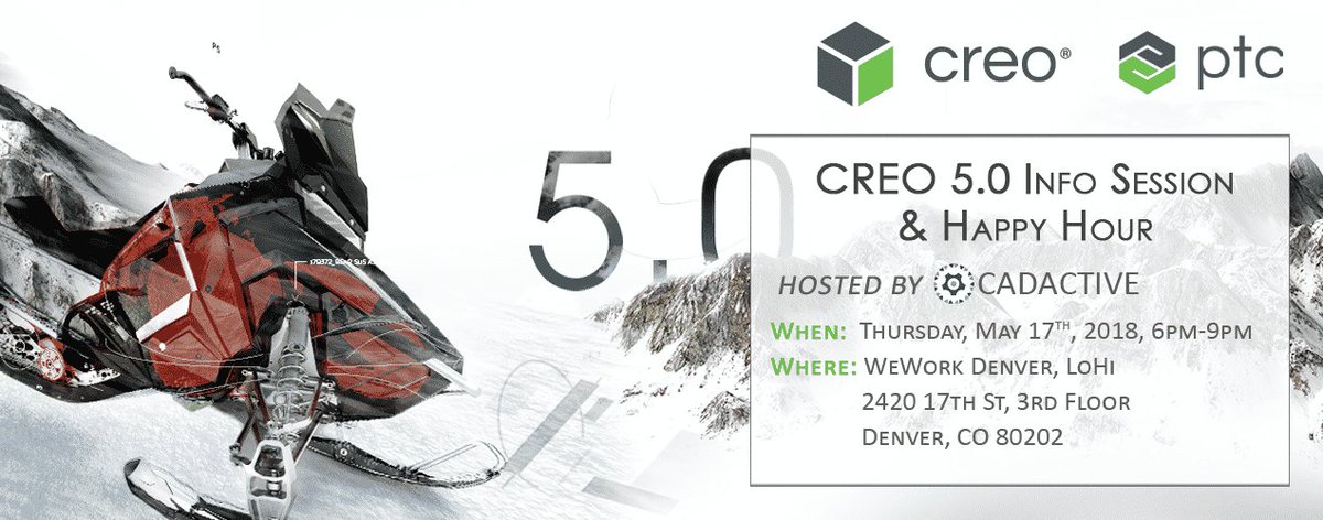 cadactiveLLC's tweet photo. Join us in Denver, CO on May 17th as we host our first event highlighting PTC's Creo and ThingWorx platforms. Join us for food and drinks and learn more about the newest advancements in 3D CAD, AR, VR, and IoT! https://t.co/Im2g9n5w9H https://t.co/1Qv15LJ11H