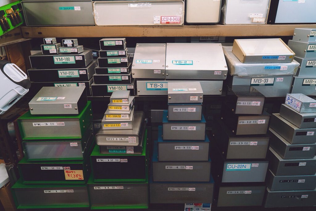 ISO50's tweet image. Every time I’m in Tokyo I try to make it to Akihabara to search for knobs. I like to customize my guitar pedals or just replace ones that have been lost to tour. This time I think I found the holy grail, so many good colors. They also had some really nice vintage project boxes 🎛