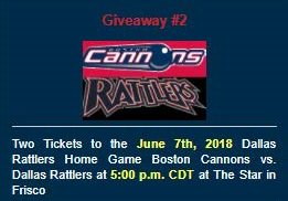 THSLL_North's tweet photo. Congratulations to the winners of the THSLL Ticket Giveaway for the June 7th Dallas Rattlers vs. Boston Cannons game:
Tyler Moore, Head Coach of the Westwood DII Team in the Central District &amp; Joshua Tucker Defender for Clear Springs High School DII Team in the South District. https://t.co/LUPOByjnUa