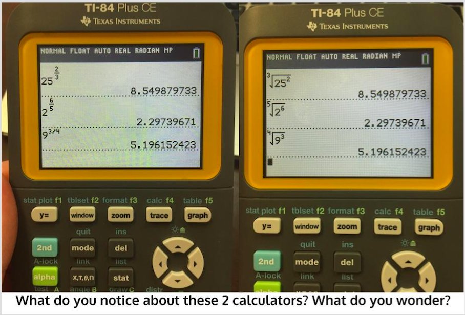 MsMacsMath's tweet photo. Literally never taught rational exponents with so few problems. Kids notice EVERYTHING. Can't sing enough praises for #standandtalk. #MTBoS #iteachmath #teach180 #rationalexponents https://t.co/UjF1mSVfub
