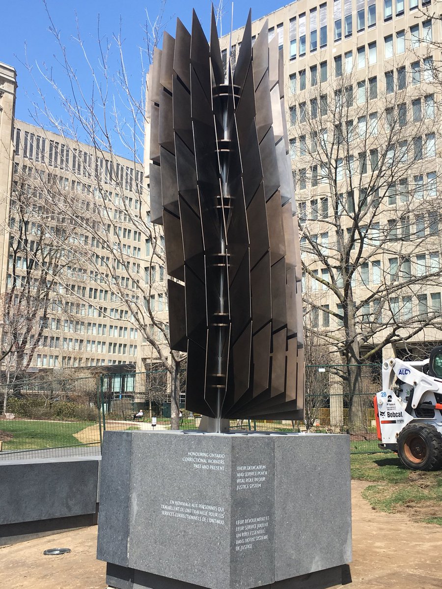 Deprio12's tweet photo. Correctional Workers Memorial almost complete.  “Hours of the Day”. Will be dedicated Monday May 7/18 Noon.  All invited.  Uniforms welcomed, let’s get a sea of Blue to attend.  All former, current workers encouraged to attend.  Whitney Block across from the Legislature. @onpoli https://t.co/OL9LECuiLb