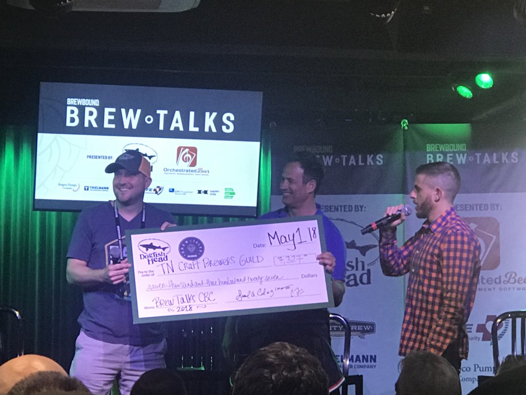 CarsonsBrewery's tweet image. Well done @dogfishbeer  @Brewbound &amp;amp; @TNCraftBrewers on raising $ for charity! #brewtalks #cbc2018 @dogfishbeer