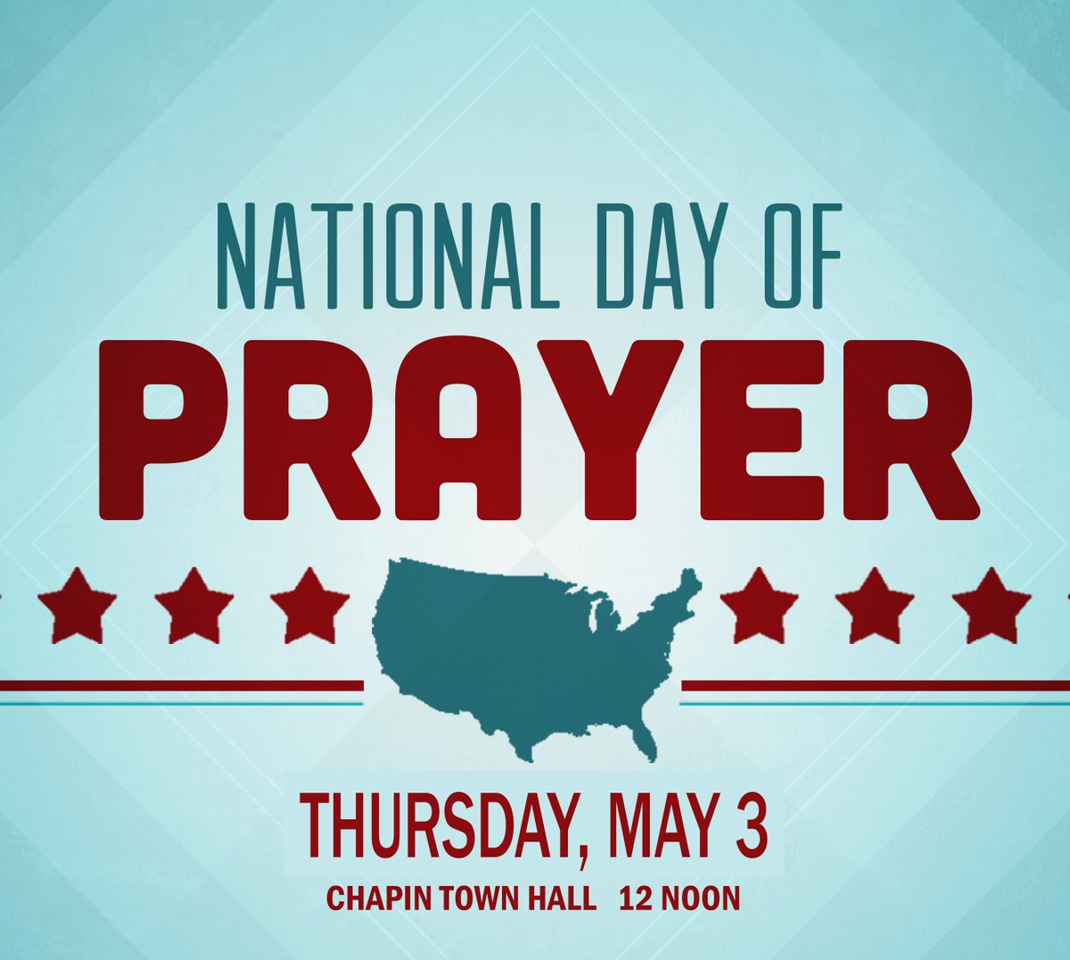 TheRealCUMC's tweet photo. Just a reminder to meet us at Chapin Town Hall on Thursday, May 3rd at 12:00 Noon for National Day of Prayer! #Chapinumc  #nationaldayofprayer https://t.co/0pArgS4HUd