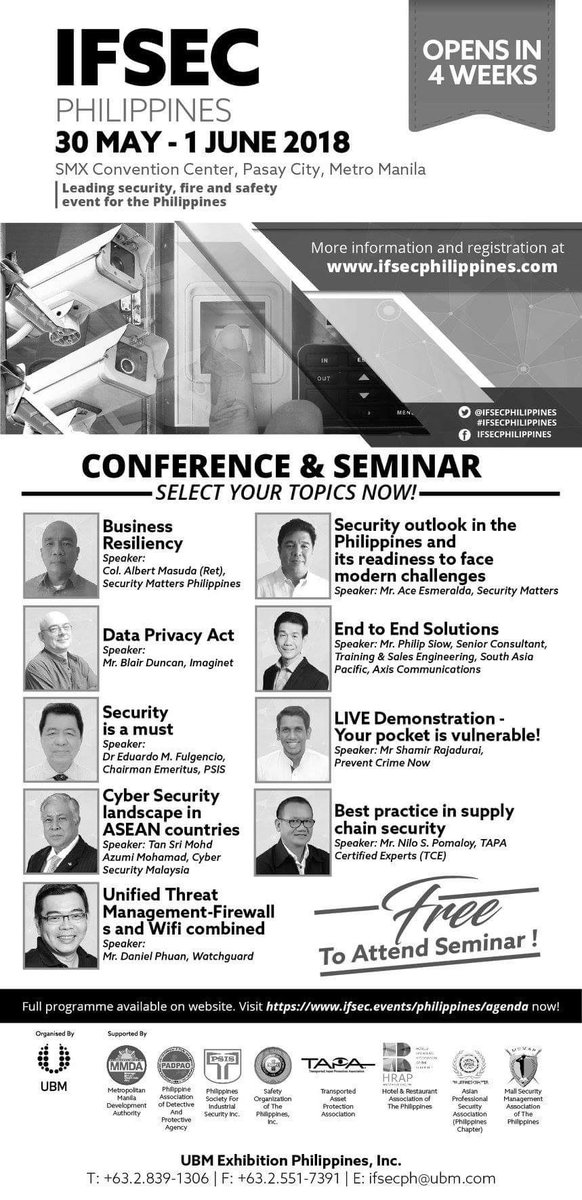 For FREE ENTRANCE TO THE EXHIBIT and FREE TO ATTEND SEMINARS, please PREREGISTER through: onlinereg.ubmasia.com/Registration.a…