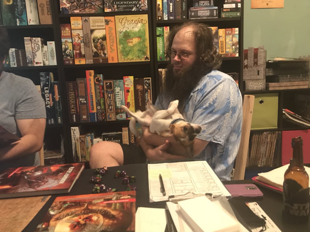 Sapphire_Geek's tweet photo. #DnDog hard at work during our weekly #5e #DnD game. https://t.co/sziVvSqRC2