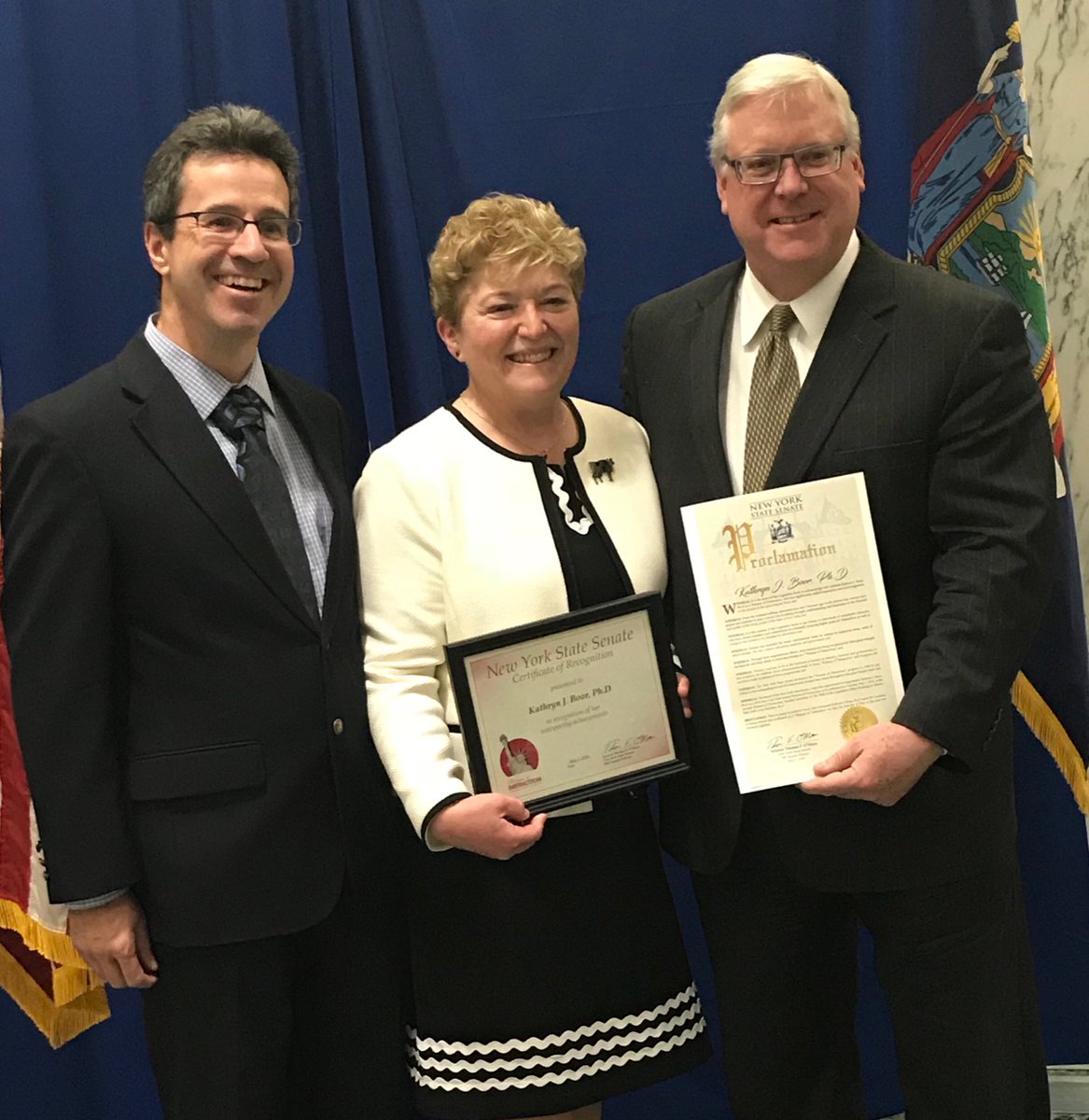 JulieSuarez12's tweet image. Huge congrats to @CornellCALS Dean Boor receiving the NYS Senate Women of Distinction award from @SenatorOMara @BigRedFoodSci @CornellCALSDean