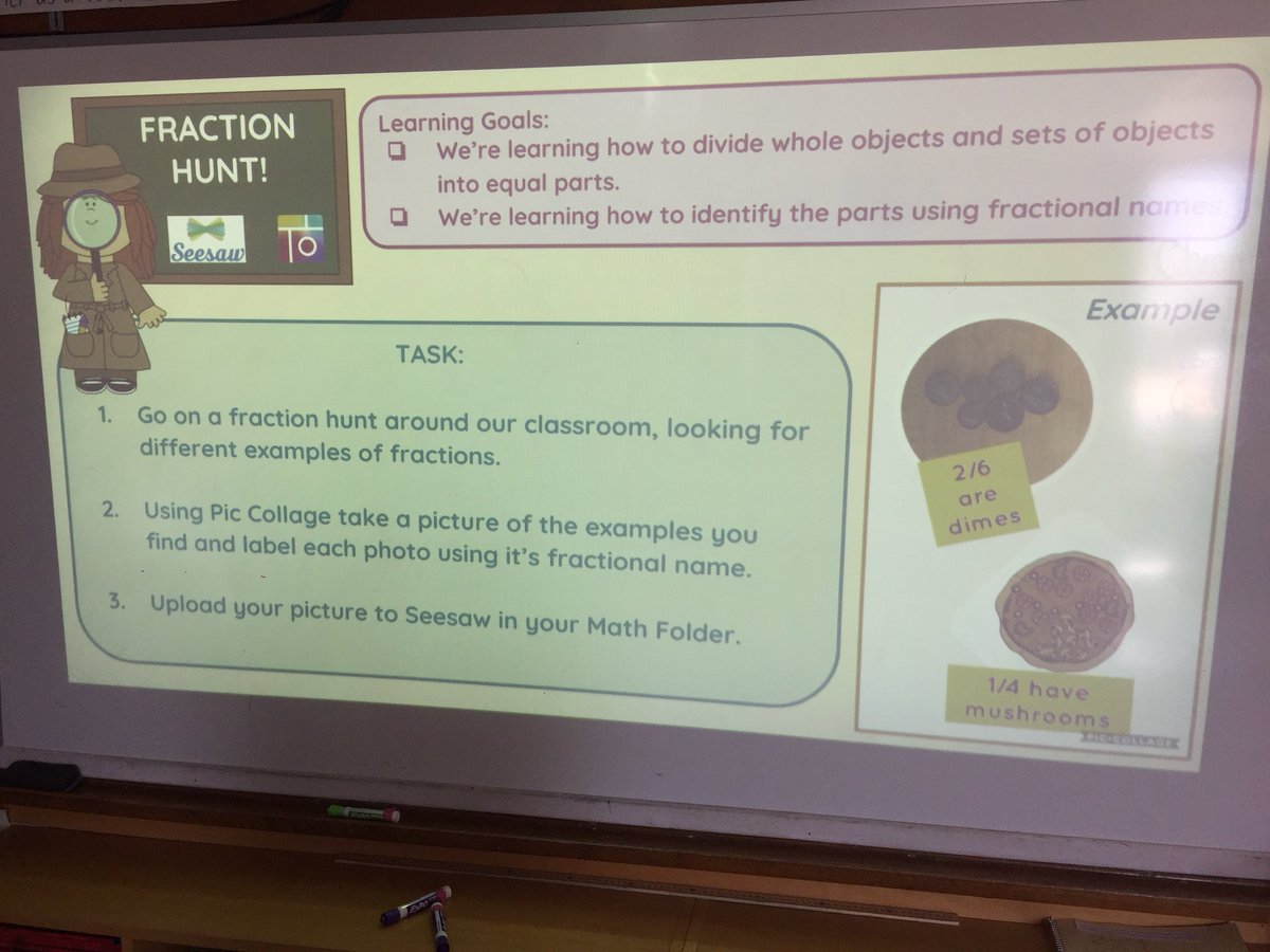 MissStickley's tweet photo. The students went on a fraction hunt today with the help of @piccollage and @Seesaw #sccdsb #Seesaw #Grade23Math https://t.co/dadV2xTCT8