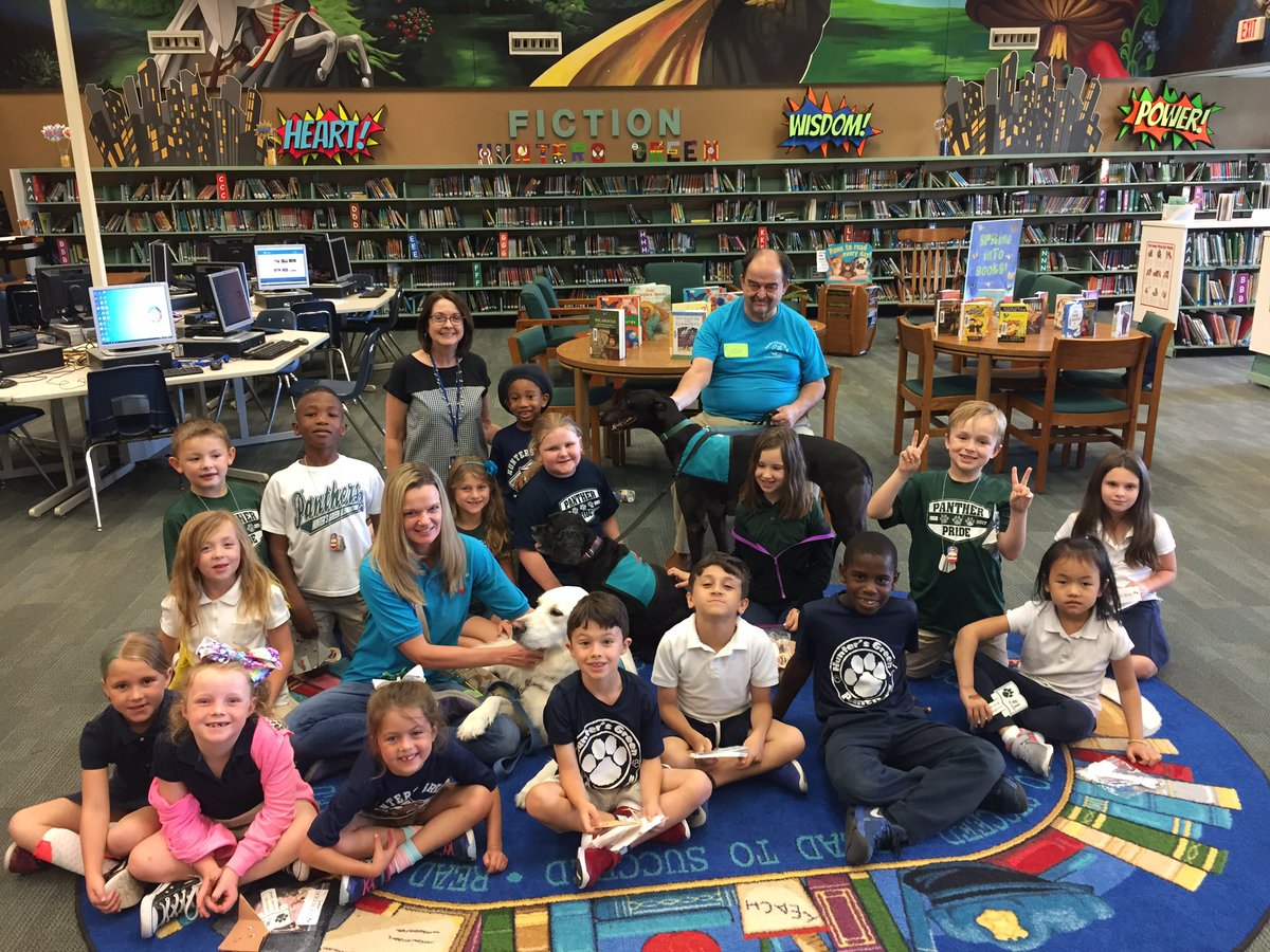 MsElliott_HGE's tweet photo. Paws to Read celebration for 1st/2nd who read all the SLAM books &amp; completed retelling notes. @hgepanthers @MrsHolt_HGE @HGElementary https://t.co/eHk6gYCMih
