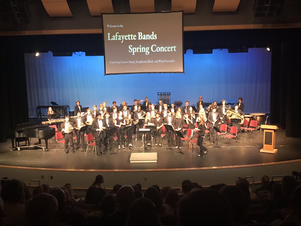 LHSAssocPrin's tweet photo. @LafayetteBands Spring concert is underway!  Almost a full house for Concert Band, Symphonic Band, and Wind Emsemble.  #connectedlancer https://t.co/tzn33zpHdf