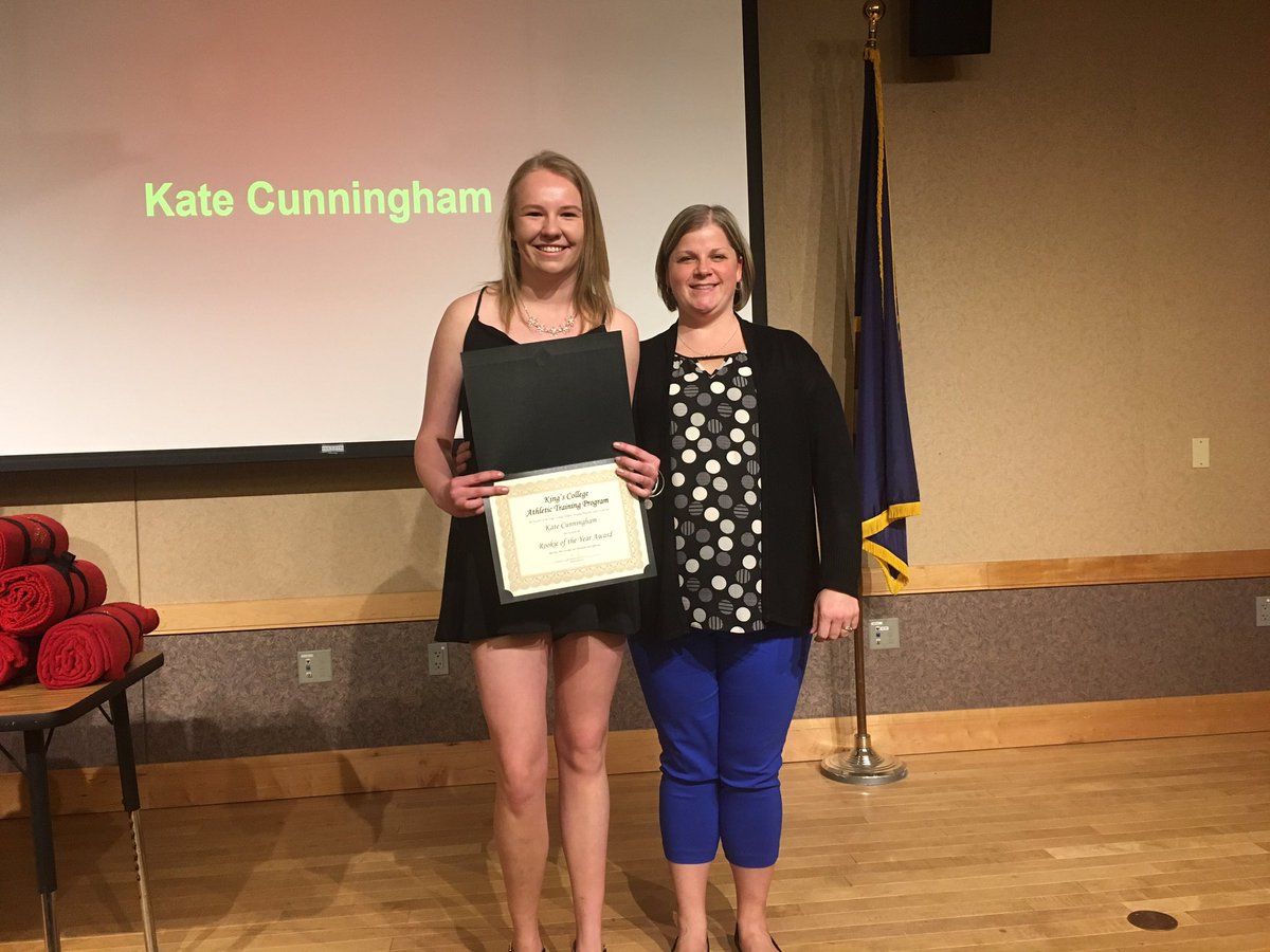 KingsPA_SMS's tweet photo. Congratulations to @KingsCollege_PA Athletic Training Program Freshman Kate Cunningham for winning the Rookie of the Year Award! #2018SeniorDinner #ATProgram https://t.co/pUj00ltqah