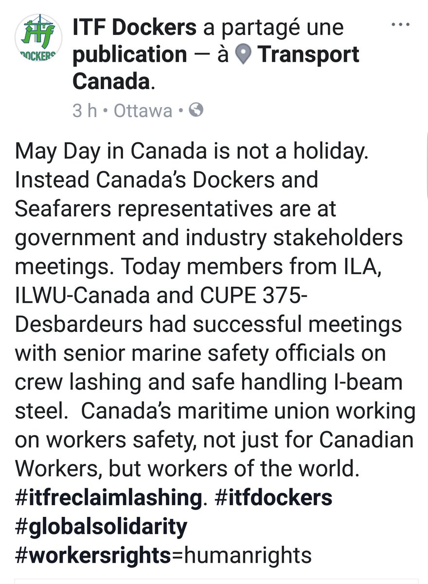 SyndicatMTL375's tweet photo. solidarity with @ITFDockers
#notrelashing #reclaiminglashing #MTL375 #transportCanada https://t.co/dfzdDbhGPT