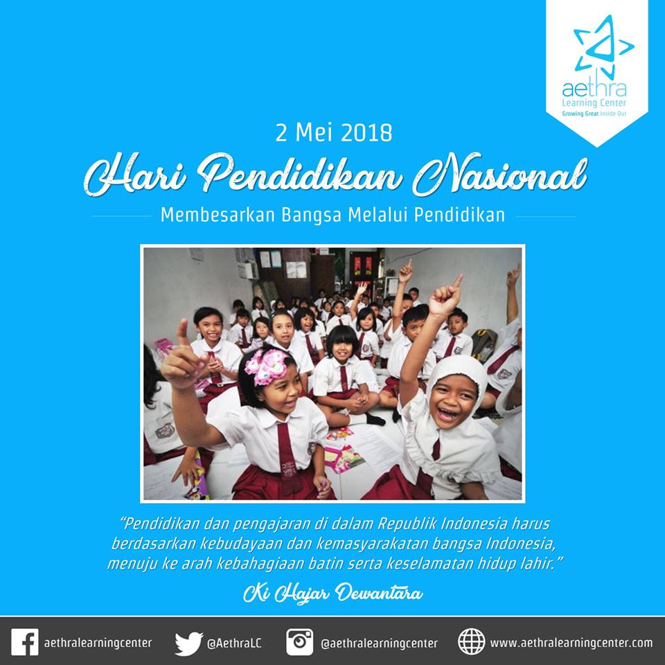 AethraLC's tweet photo. Selamat Hari Pendidikan Nasional!
Mari kita bersama-sama memajukan pendidikan bangsa Indonesia baik lewat pendidikan baik secara formal maupun nonformal demi kemajuan bangsa.
#HariPendidikanNasional #Hardiknas2018 https://t.co/G6qoSIg0i4