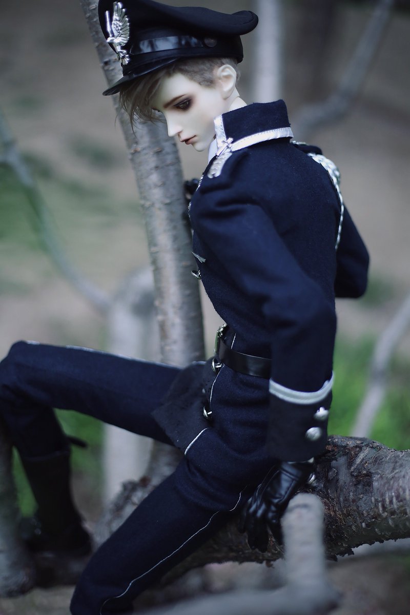 フローラル 20cm ぬいぐるみ服 軍服 ジャケット 帽子 靴 コート 黒