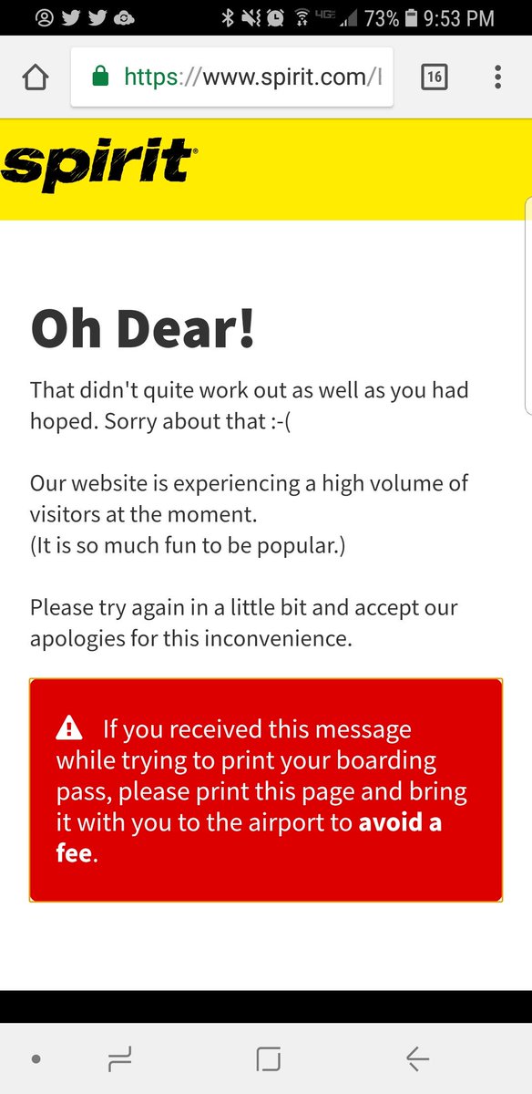 lovelytory's tweet photo. @SpiritAirlines what's going on with your website?? #error https://t.co/WB6IR6MIea