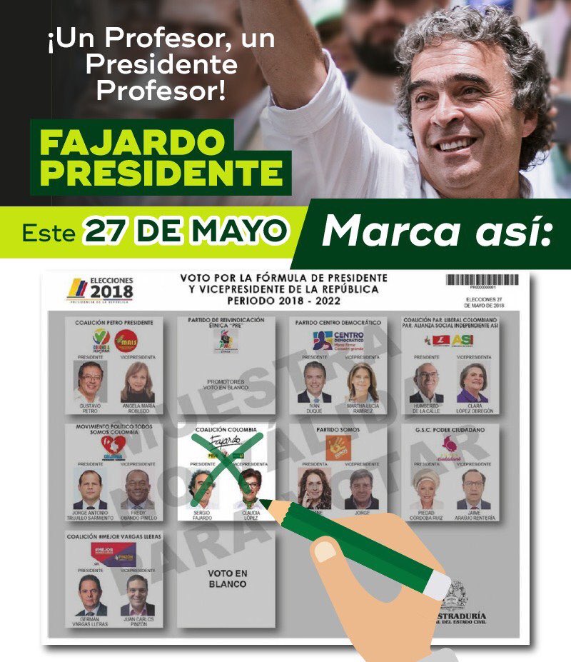 EstebanJArcila's tweet photo. #YoVotoFajardo porque me invita a soñar, a construir, a transformar. Yo voto por la mejor propuesta para mi país, la propuesta que no divide y no polariza y sobre todo la propuesta de la EDUCACIÓN. @sergio_fajardo @ClaudiaLopez #FajardoPresidente #SePuede 🇨🇴 https://t.co/TPSzmTi7mx