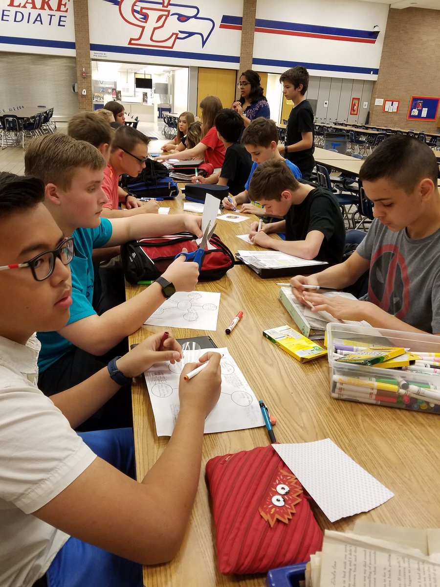 msimms514's tweet photo. What do you do when the library is being used? Take the show on the road! Making character analysis buttons with Ms.Ruby's 7th grade Pre-ap ELA classes. Yay for collaboration &amp; a cart with wheels. @CLI_Eagles @CCISDLibrary #ccisdlibraries https://t.co/f258xJ3XBz