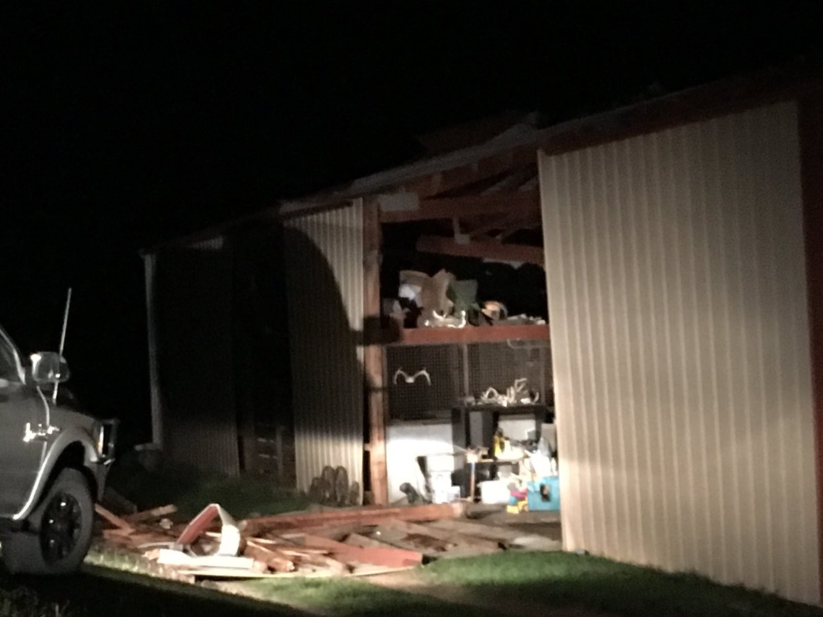 KatieTheWXLady's tweet photo. Tornado damage to a barn in northwest Saline County, south of Tescott. #kswx #kansas #tornado #ksnw @KSNStormTrackr3 @KSNNews https://t.co/X7KkDjChko