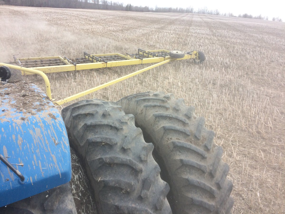 abfarmdawg's tweet photo. First field harrowed. Still to wet to plant. #teamtriples saved me from getting stuck. https://t.co/Th0nuv3gbK