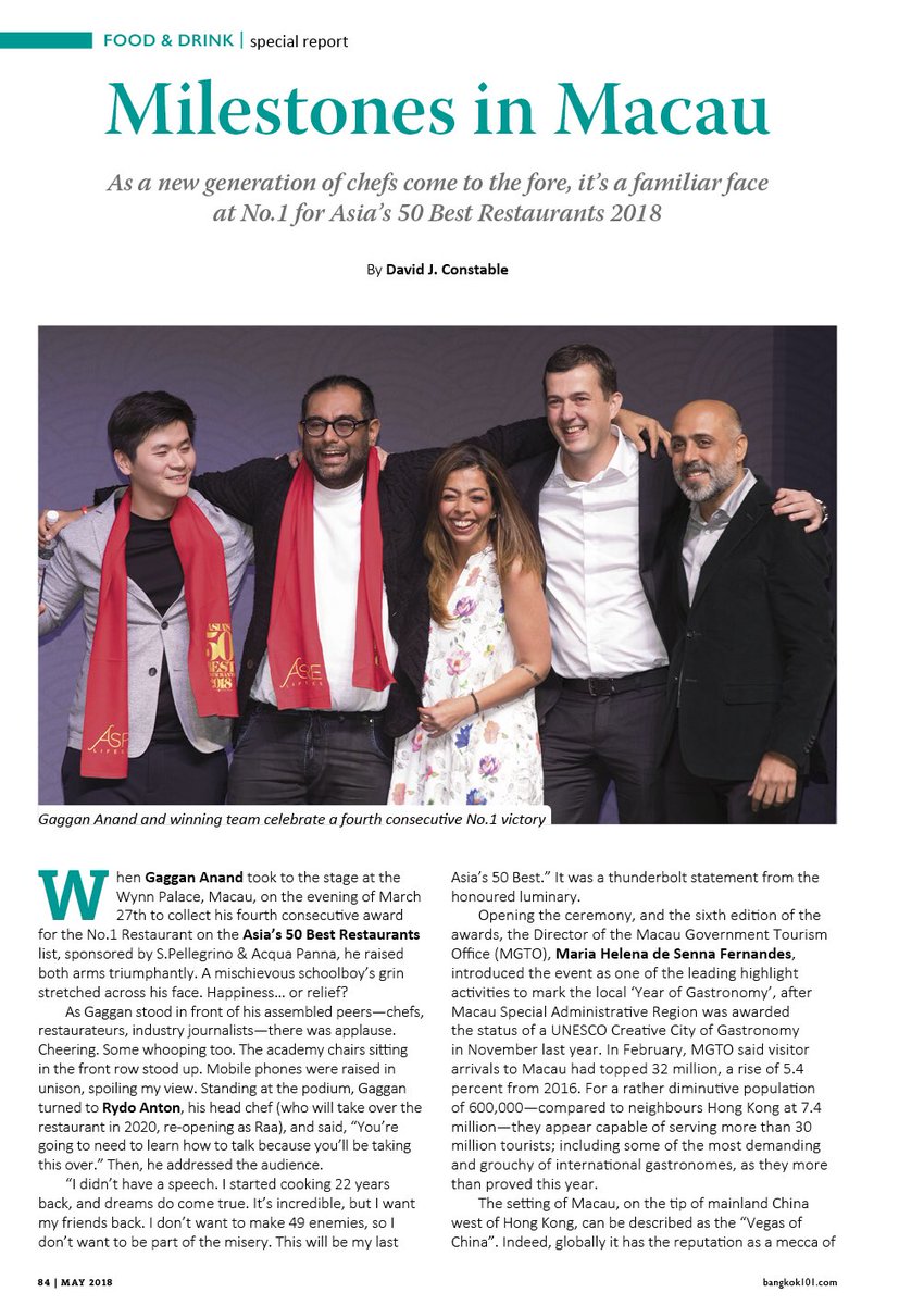 GastronautsAsia's tweet photo. Milestones in Macau. @davidjconstable on #Asias50Best @TheWorlds50Best and how the list provides a “barometer of gastronomic trends...” and where #Bangkok and #Thailand go from here!

https://t.co/uikEw6mDLX https://t.co/jrcSTrM9Iw
