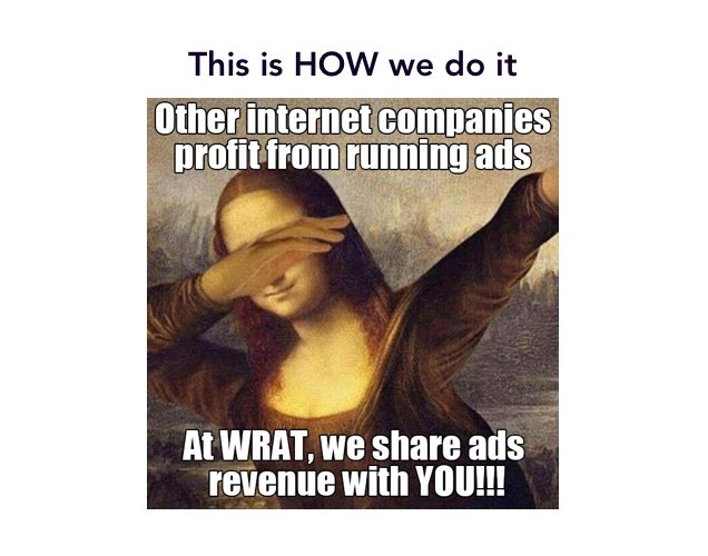 famly_selected's tweet photo. We run ads too, and we share the ads revenue with YOU!
#werunads #werunadstoo #WRAT #ads #revenue https://t.co/tMQTjTVUUk