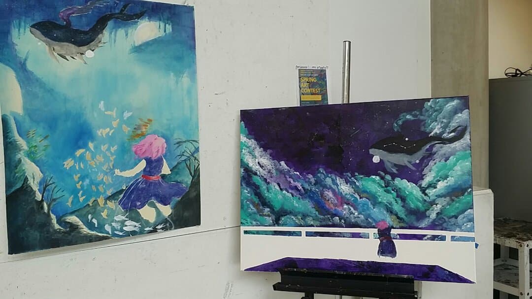 Traditional paintings for a class 💚 
#art #paintings #galaxy #fantasy #illustrations