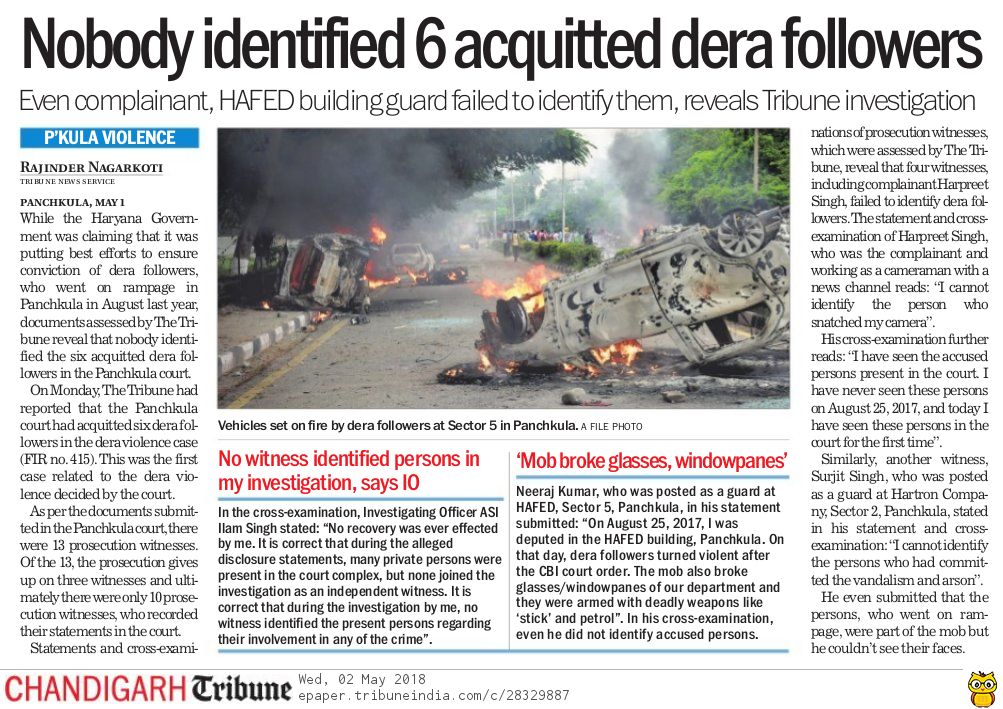 nagarkoti's tweet photo. Nobody identified 6 acquitted dera followers #TribuneInvestigation #DeraViolence #PanchkulaViolence #HaryanaPolice #Panchkula @thetribunechd @cmohry https://t.co/cEXLtPYNG6
