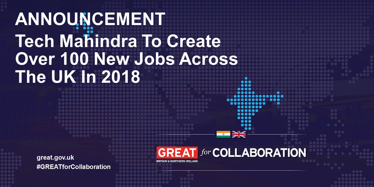 UKinIndia's tweet image. .@tech_mahindra UK-India innovation partnership announces strategic investments in the UK
➡Opened a new headquarters in Salford, Manchester
➡Set up R&D arm Makers Lab with British Telecom
➡To roll out Apprenticeship programme in 2018
#GREATforCollaboration