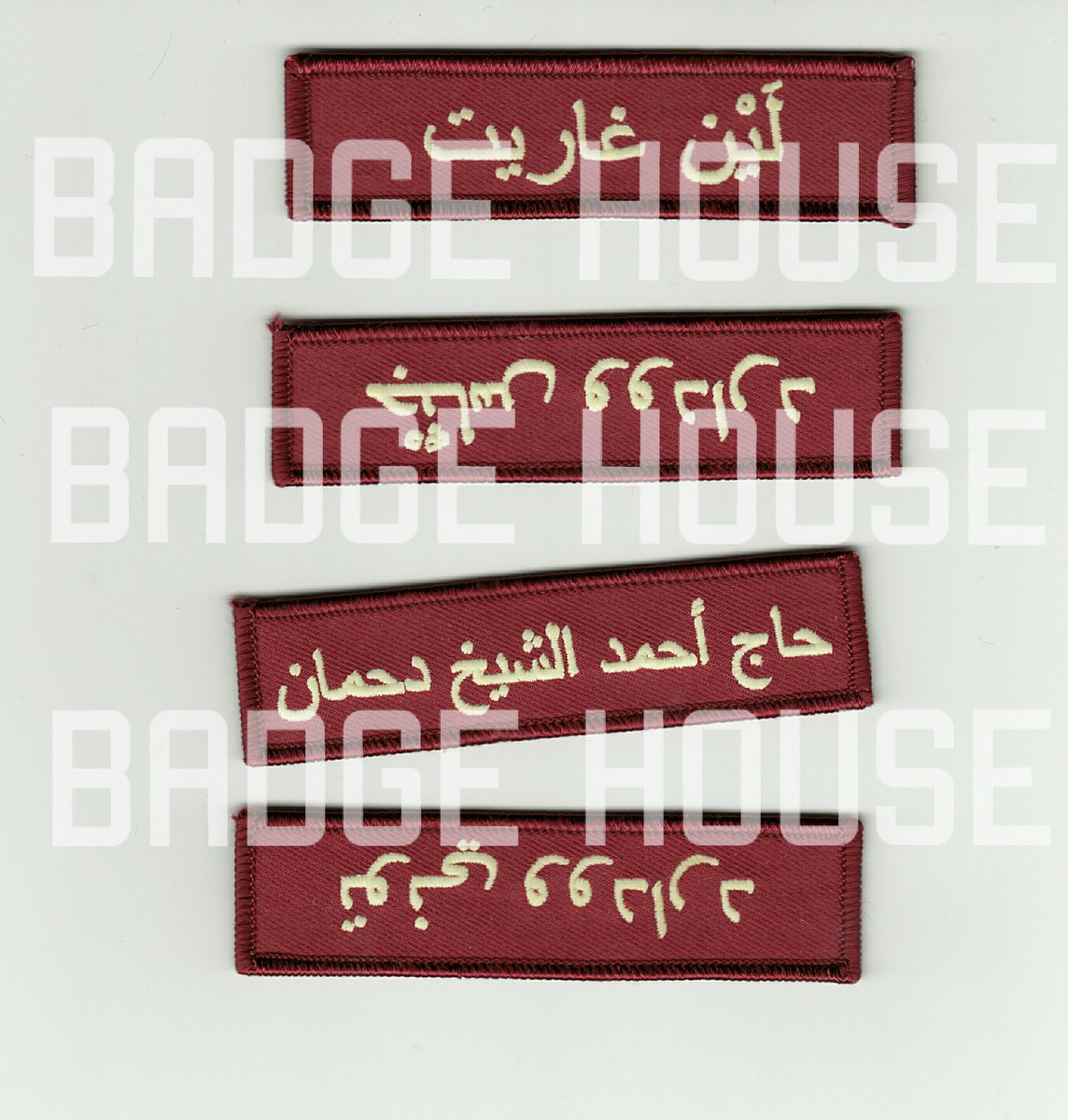 Here are some arabic name tape we have produced for our client. What is unique here is being the world 1st glow in the dark arabic text name tape. #glowinthedark #nametape #embroidery #badgehouse #arabic