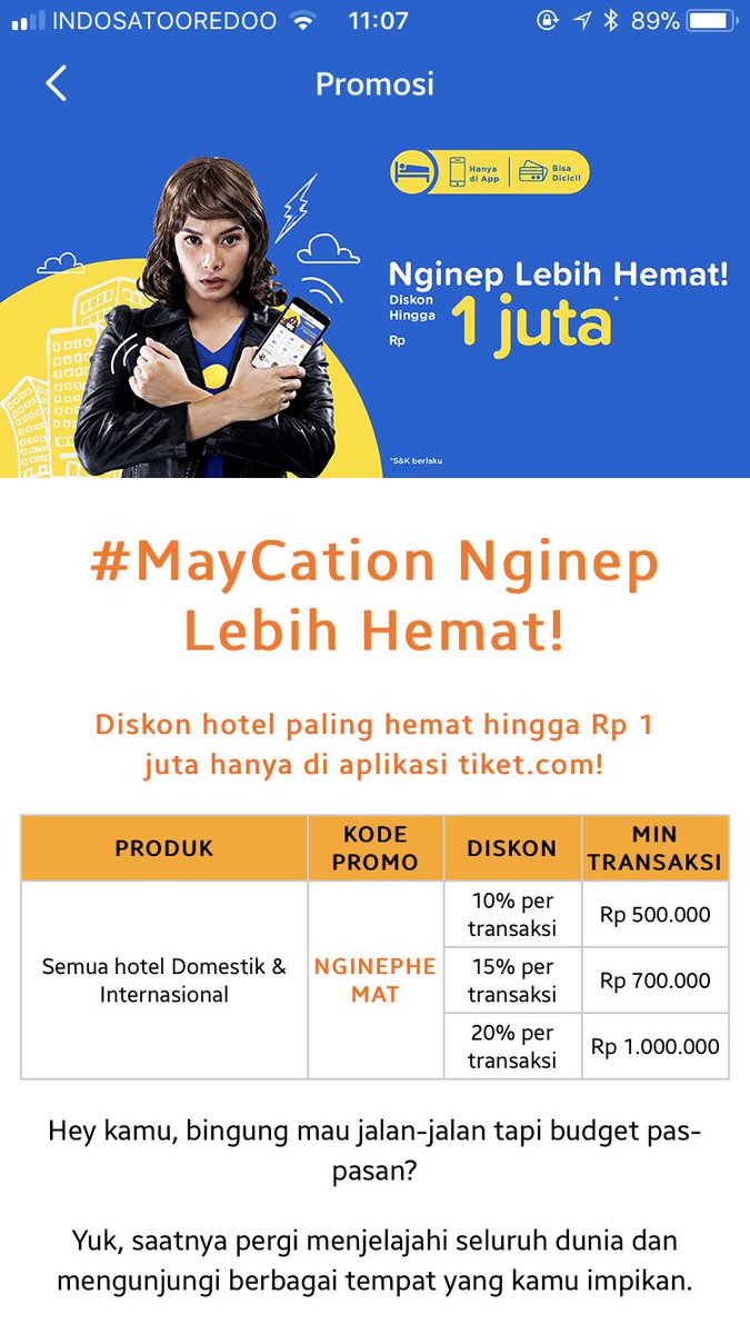 iam_dedyhin's tweet photo. @tiket promo ini beneran ga sih? Kok dicoba “kode tidak sesuai terus” kalau memang error, tolong diperbaiki dong. https://t.co/oFWPSWMk9C