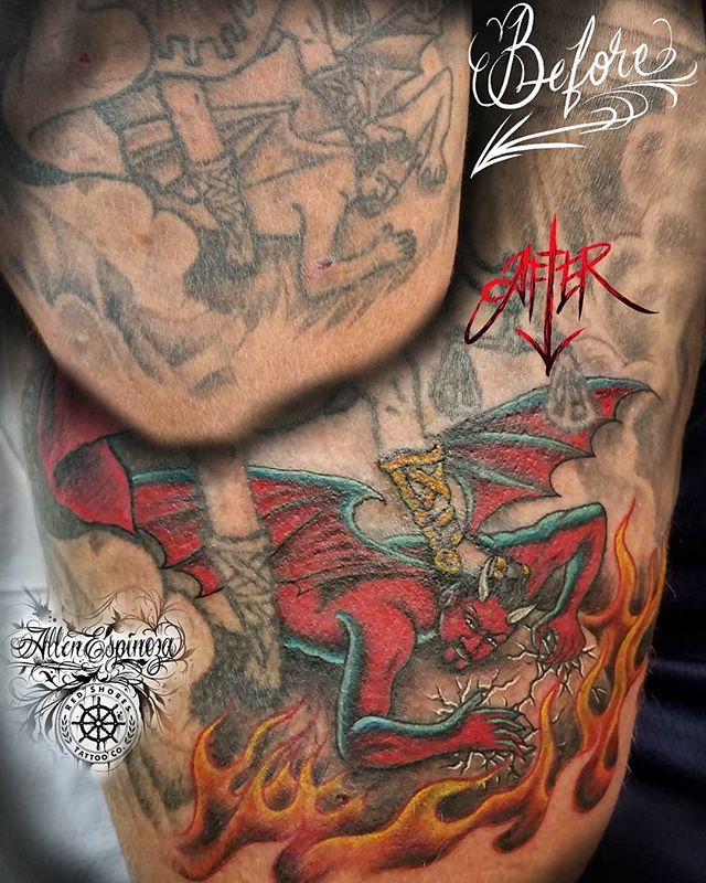 redshores's tweet photo. Reworking this st Michael quarter sleeve fort my friend Jim reed! #redshorestattoo #tattoolife #tattoocommunity #wip #Houston #houstontattoo #Houstonpolice #Texas #stmichael #devil #stmichaeltattoo #deviltattoo #Houstonartist #Houstonart #coveruptattoo #… https://t.co/d1wapEEjK8 https://t.co/38S6pKbfuJ