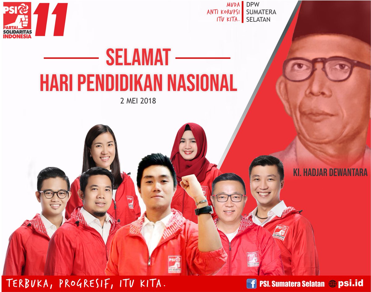 PSISUMSEL's tweet photo. "Ing Ngarso Sungutulodo 
Ing Madya Mangunkarso 
Tut Wuri Handayani"
"Di depan memberi teladan, Di tengah memberi bimbingan, Di belakang memberi dorongan."
*Ki Hajar Dewantara*
'Selamat Memperingati Hari Pendidikan Nasional 2018'
#Hardiknas #HariPendidikanNasional #PSINomor11 https://t.co/G7Fl4Jph21