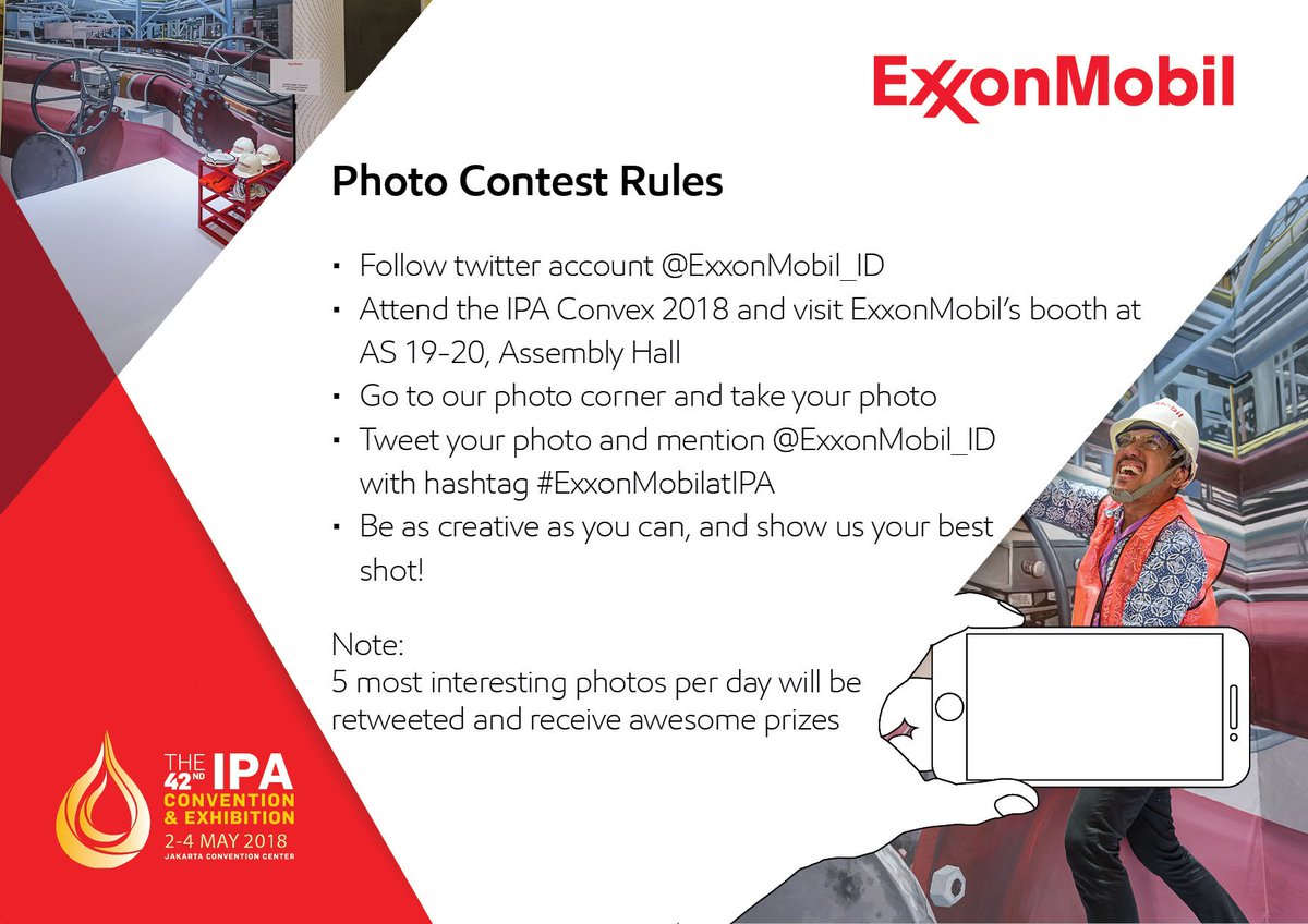 ExxonMobil_ID's tweet photo. Kunjungi pojok foto @ExxonMobil_ID dan ikuti kontes foto twitter! 5 foto yang paling menarik akan mendapatkan hadiah dan foto para pemenang akan kami retweet setiap hari di @IPAConvex. #ExxonMobilatIPA https://t.co/BVwaoAfOVv