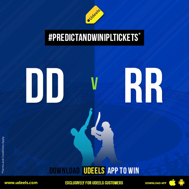 Udeels_India's tweet photo. #IPL2018 #ContestAlert
Guess who wins tonight's #IPL match – #DDvRR and win* the #IPLTickets for #SRH   vs. #RCB match on May 7, 2018, held in #Hyderabad! Share a #screenshot of the downloaded Udeels #app along with your guesses. 
*TC:https://t.co/OedaEUovft https://t.co/vJ0Ayr1Kky
