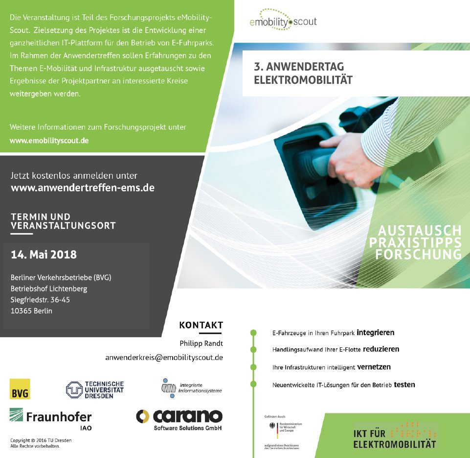 Jetzt #kostenlos anmelden zum Anwendertag #Elektromobilität am 14.5. in Berlin und mehr über den Betrieb eines Elektrofuhrparks, die notwendige Infrastruktur und IT-Lösungen erfahren anwendertreffen-ems.de #networking #emobility