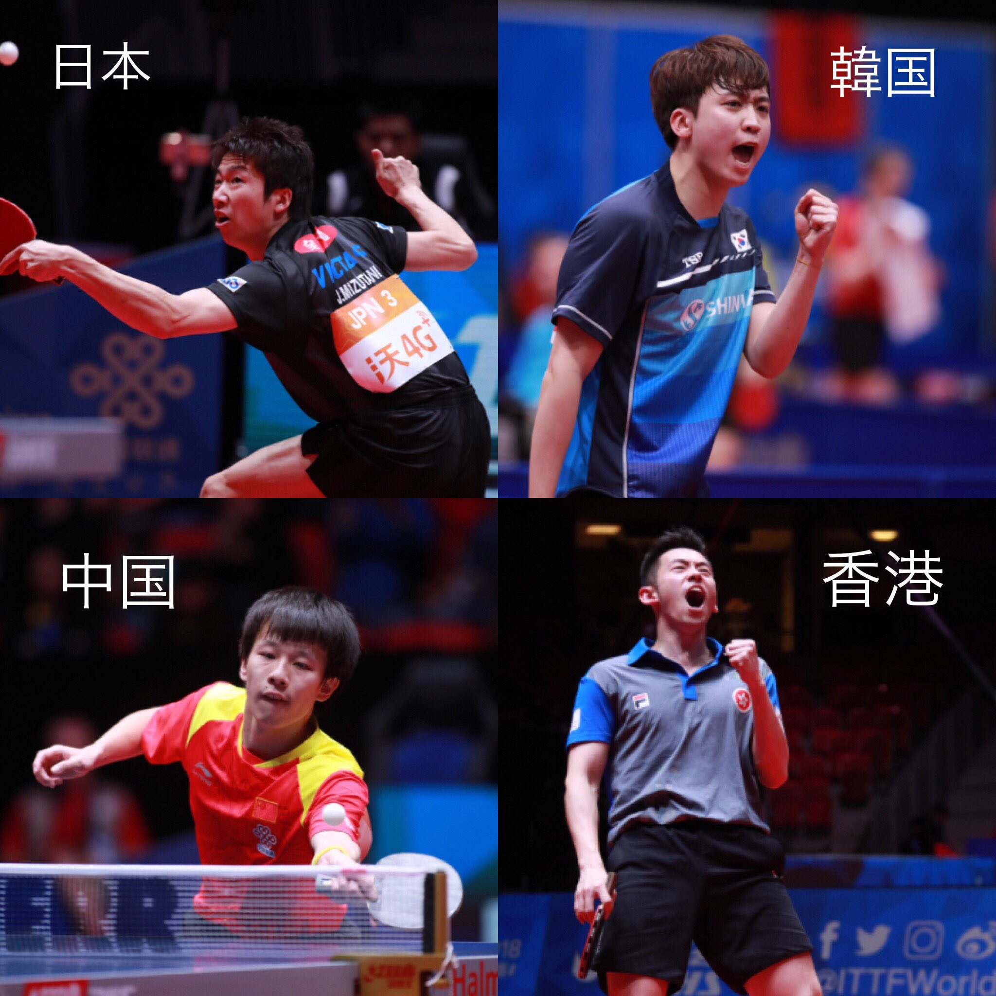 Tt Equipment 各国代表ユニフォーム 日本 Victas 韓国 Tsp 中国 Li Ning 香港 Fila スウェーデン Stiga シンガポール Stiga デンマーク Stiga 台湾 バタフライ ドイツ バタフライ ポルトガル バタフライ イングランド バタフライ クロアチア バタフライ