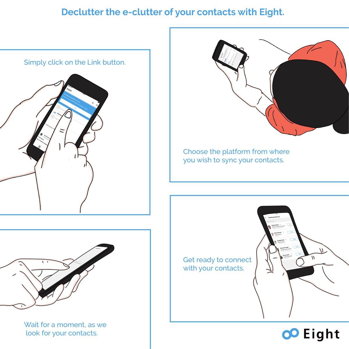 New devices, meetings on the go, are just some of the reasons most professional contacts are scattered over different platforms. By syncing your contacts, Eight offers the best solution to keep them in one place. #TogetherMade
bit.ly/EightAppIndia
bit.ly/EightAppiOS