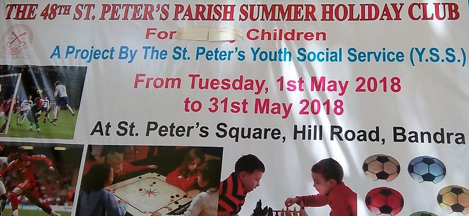 CommunityBandra's tweet photo. The 48th St. Peters #Bandra Parish #summerholiday #club for #children. Organised by the St. Peters Youth Social Service #SPYSS. This is the first year it will be held on the St. Stanislaus International sports complex turf ground. Contact the #SPYSS to enroll you child. #Parents https://t.co/4FIwln1mi1