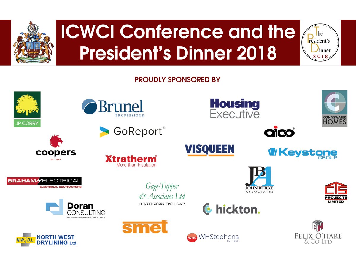 ICWCIGB's tweet photo. ICWCI would also like to thank all of our speakers, sponsors and exhibitors for helping to make #ICWCI Conference 2018 so successful and enjoyable. In particular, a huge thank you to @brunelpi @connswaterhomes @housingexecutive @jpcorry #Construction #Clerksofworks https://t.co/sqc18NRJkY