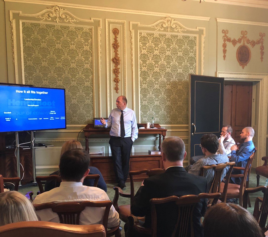 HenryBootPLC's tweet photo. After the morning break, Head of @HenryBootPLC Operations, Russell Deards, talks through the role that the company plays within the Henry Boot Group, as well as the Purpose, Vision and Values of the business. #HenryBootGroup #Values #SheffieldIsSuper #Learning https://t.co/71R0BSvI3z