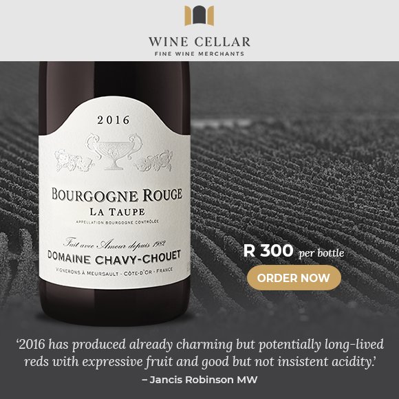 ‘Tantalisingly rare’ – Burgundy 2016 still offers value, especially with the Chavy-Chouet, Bourgogne La Taupe 2016 at R300: bit.ly/Chavy-Chouet-16