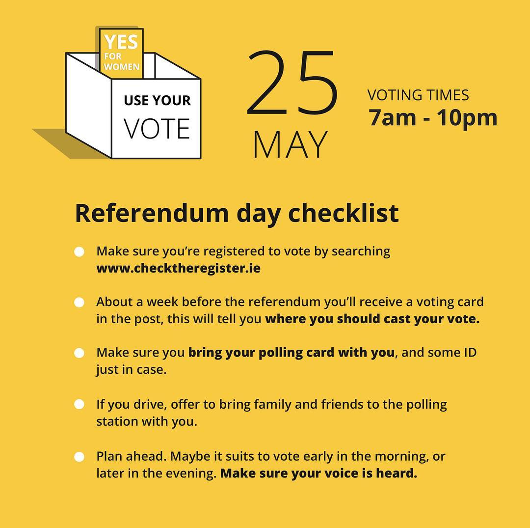 8bySix's tweet photo. The referendum date is coming, make sure you’re registered to vote and you have planned a time to get to your local polling station on the day. Make your voice heard 👊✅ #repealthe8th #togetherforyes 

@freesafelegal @repealeight @Rubberbandits @Psychs4Choice @Students4Ch8ice https://t.co/rgfwlclM4a