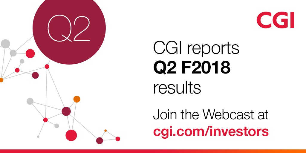 CGI reports strong Q2 Fiscal 2018 results – Year-over-year revenue growth of 8.3% bit.ly/2jmlVBJ