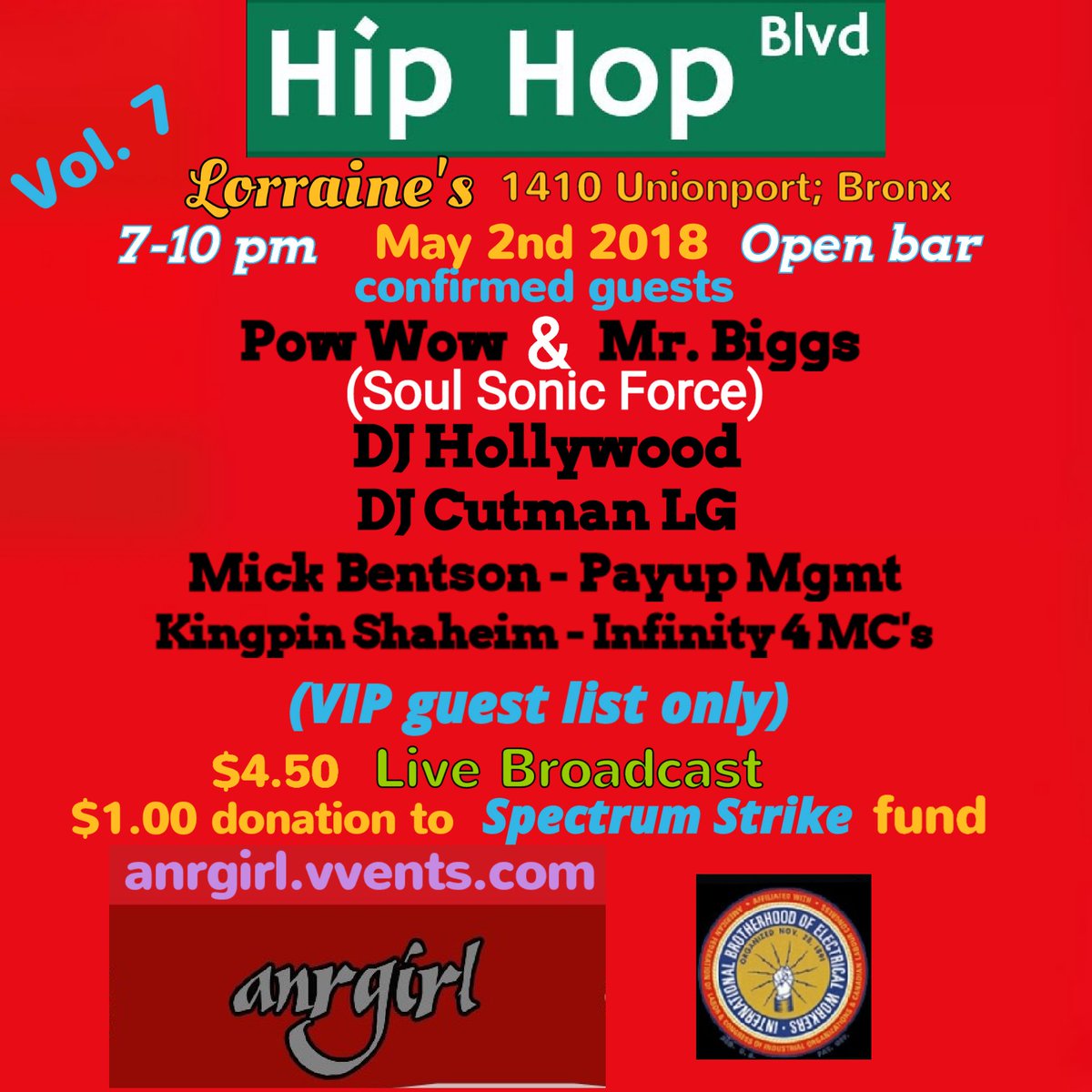 alpizarro's tweet photo. Tonight support IBEW Local 3 PPV https://t.co/zB9wxPlwHv watch as Hip Hop Pioneers gather for Unions and Hip Hop. #SpectrumStrike #HipHop4Local3 with Soul Sonic Force, T La Rock and DJ's Kevie Kev, Jazzy Jay and Grandwizard Theodore https://t.co/5epSxy9HUT