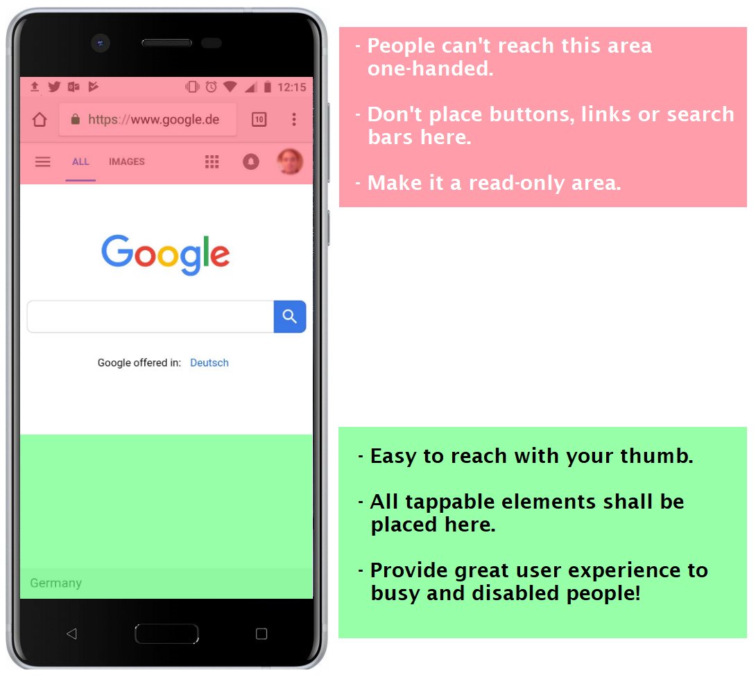 Two simple rules for better one-handed #Android user experience. Would love to see major improvements at #googleio2018 next week. #UX #UI #Google #developers