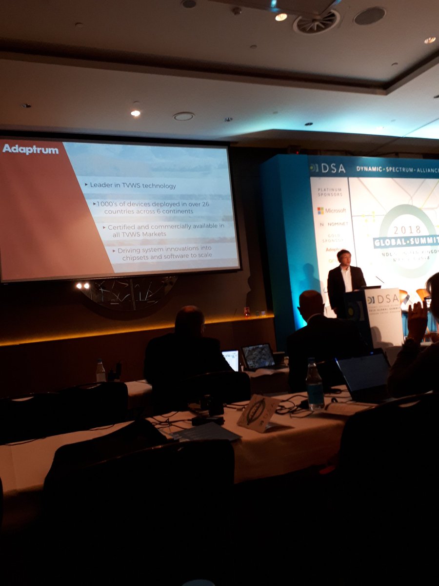 DynamicSpectrum's tweet photo. Great presentation from @Adaptrum CEO Haiyun Tang on the future of #TVWS and it's potential #DSA18GS https://t.co/QSAX0oymIV