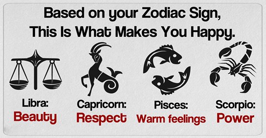 hootex_com's tweet photo. Here’s What Makes Each Zodiac Sign Happy https://t.co/wTGLIQJk3U https://t.co/kgaFiLnVKq