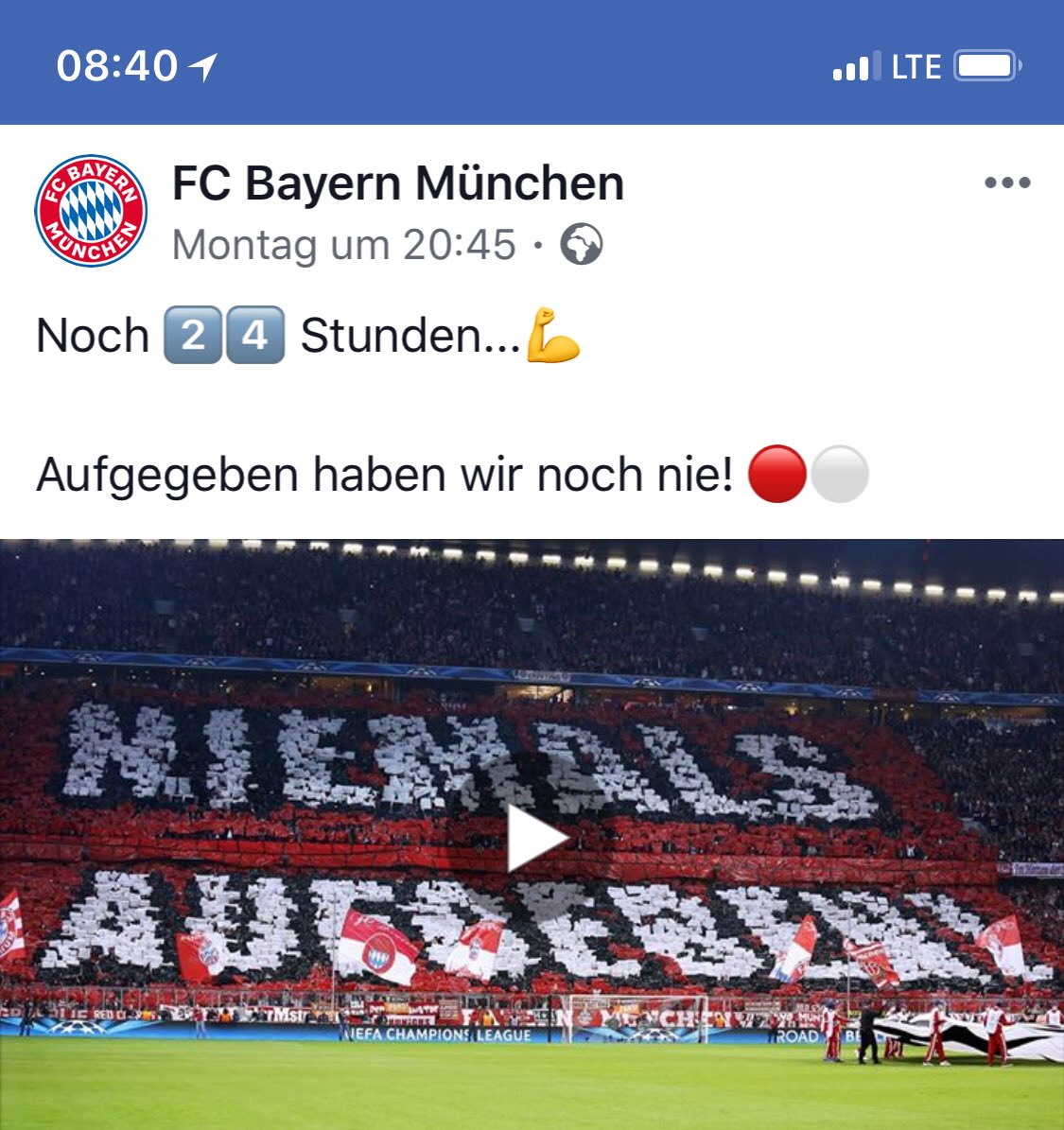 proggenkamp's tweet photo. Wenn Mittwoch erst Montag ist. Oder auch: Mit dem Facebook-Algorithmus zurück in die Zukunft. #2zu2 #nurgeträumt #noch24Stunden #alleswirdgut #timeline #zeitversetzt #rmafcb #RMAvFCB #fcbayern https://t.co/24VwQlpj57
