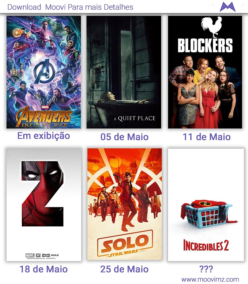 moovimz's tweet photo. Ola  Maio. 

Fique a par  de tudo, e não  perca as melhores estreias nos  cinemas.
 
A Quiet Place 

Blockers 

DeadPool 2 

Han Solo: A Star Wars Story 

Download  Moovi - https://t.co/Cq9jC8Jk26 https://t.co/tVF8FHEXjn https://t.co/dqnJRDyBwG